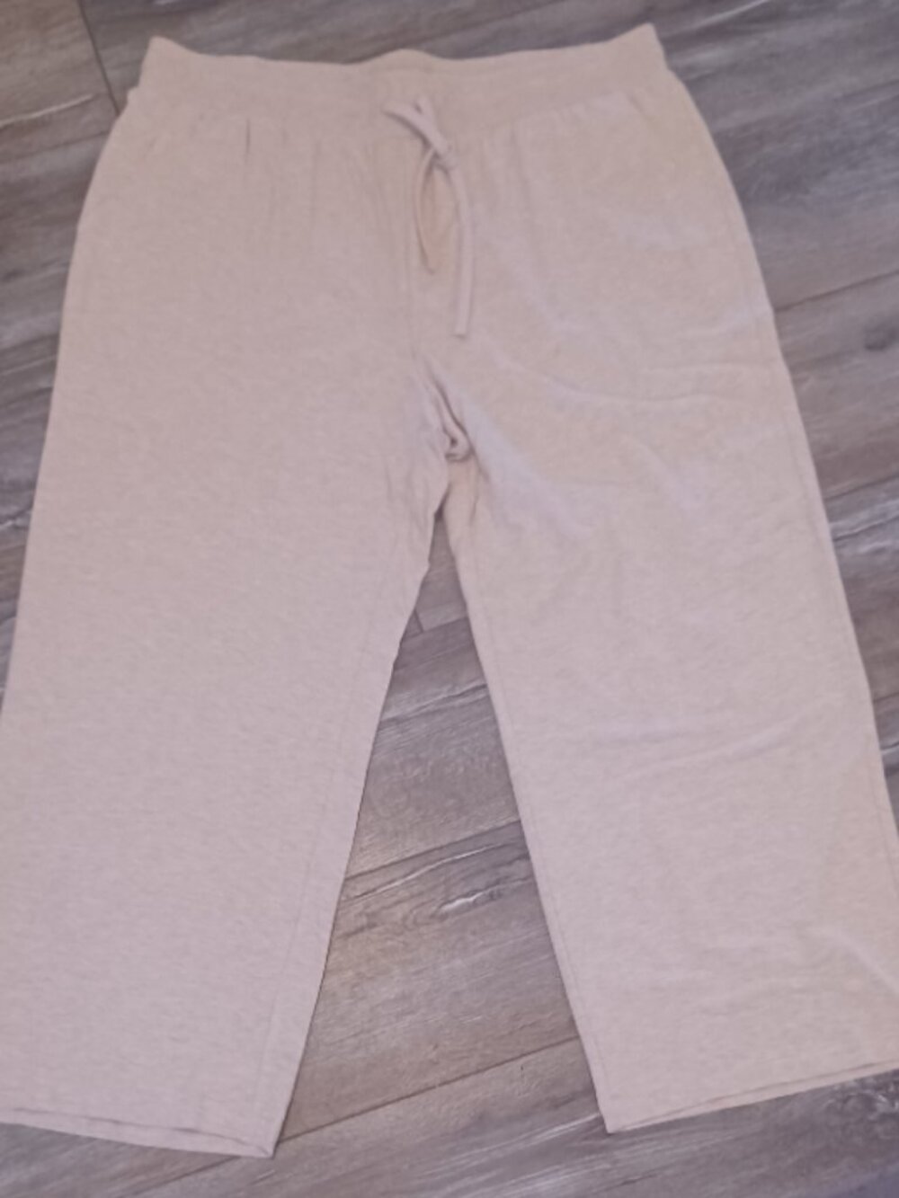 PLUS Terra & Sky Oatmeal Creme Stretch Drawstring w/Pockets Lounge Wear Pants 2X